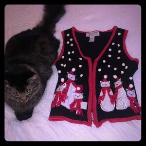 Vintage 90’s Christmas Cat Sweater Vest